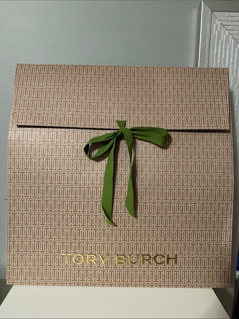 Tory Burch Gift Bag/Box with Green Ribbon